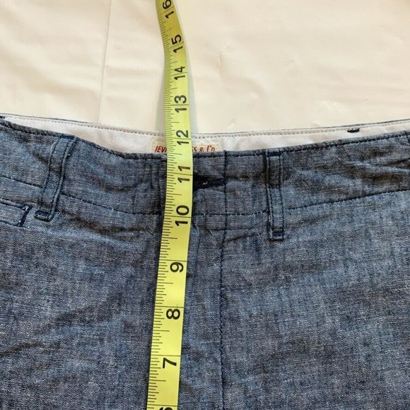 Levis Linen Blend Chino Shorts Mens 33 (34) Flat Front Beach Summer Outdoor Blue - Picture 10 of 12